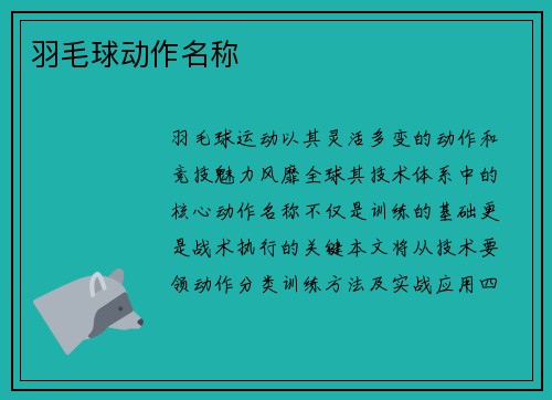 羽毛球动作名称