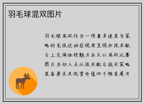 羽毛球混双图片